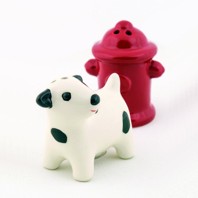 Ceramic Salt & Pepper Set Magnetic Dogs