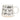 White mug with black line drawings of dogs on a white background