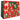 Christmas-themed gift bag with dog illustrations on a red background