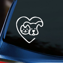 Load image into Gallery viewer, Cat And Dog Car sticker Featuring A dog A Cat And A Heart