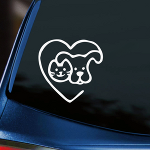 Cat And Dog Car sticker Featuring A dog A Cat And A Heart