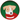Round plate with a dog wearing a red sweater on a green background