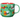Green mug with dog illustrations and a red interior on a white background