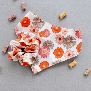 Dog Bandana Scrunchie Set In a Floral Print