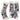Gray socks with dog illustrations and 'Happy Pawlidays' text on a white background