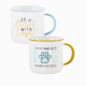 Dog Lovers Mug Set Featuring A Life Is Better With Dogs Mug And I Work Hard So My Dog Can Have A Better Life Mug