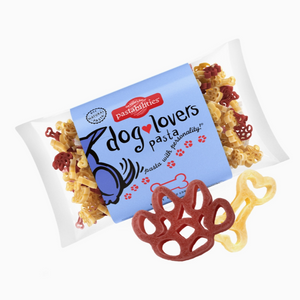 14 oz bag of Dog Lovers Pasta with dog bones and paw shapes