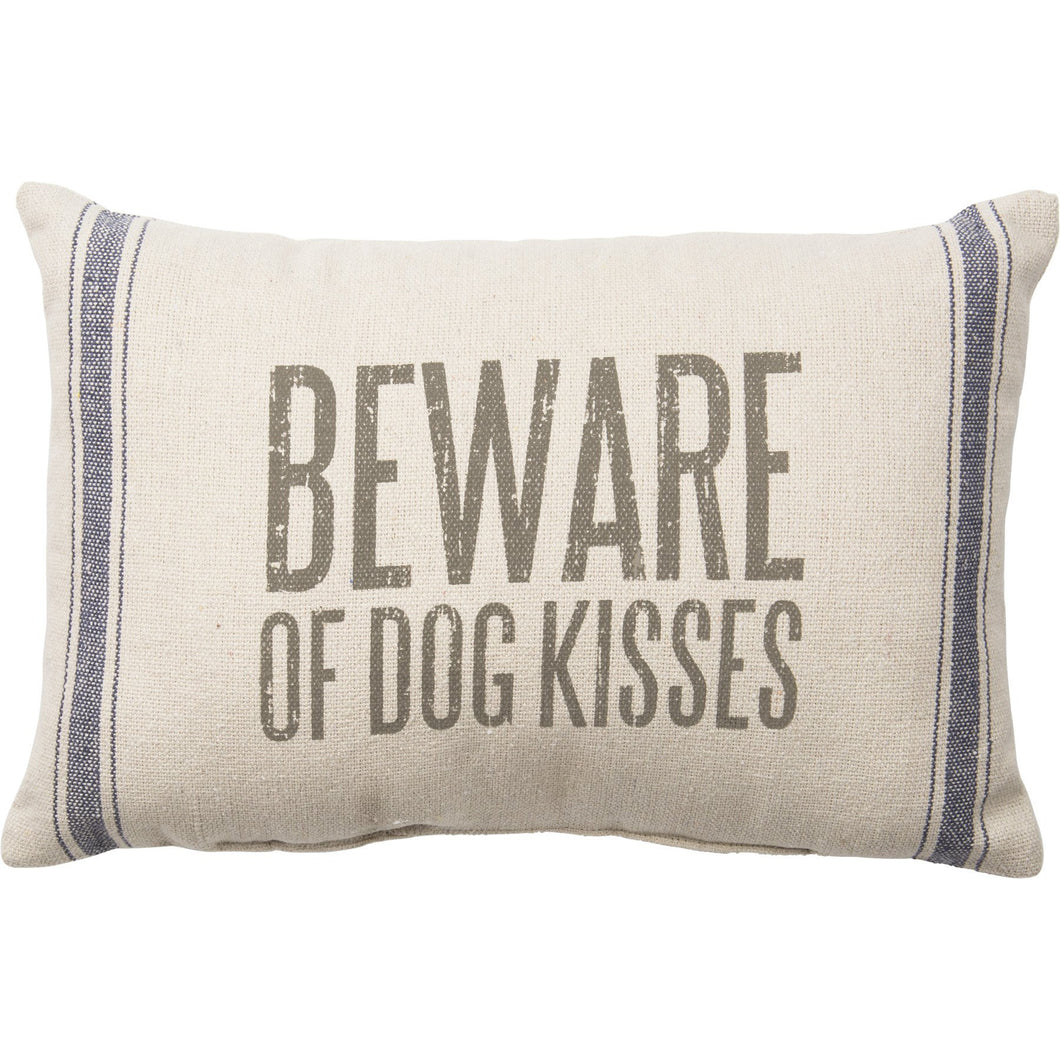 Decorative Dog Pillows, Beware Of Dog Kisses Dog Pillow