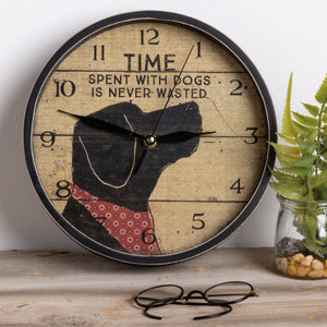 Dog Kitchen Clock Featuring The Words Time Spent With Dogs Is Never Wasted
