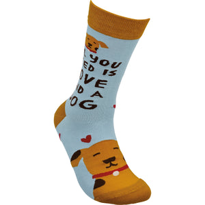 Dog Themed Gifts, Socks For Dog Lovers, All You Need Is Love And A Dog Socks