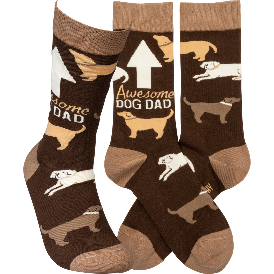 Dog Themed Gifts for Men, Dog Dad Socks Featuring the Words Awesome Dog Dad