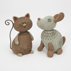 Cat And Dog Outdoor Figurines