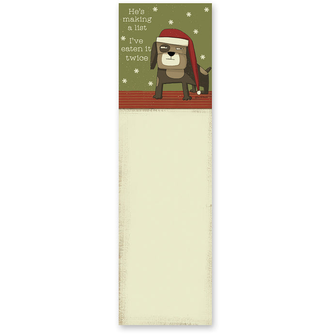 Dog Themed Christmas Gifts, Dog Themed Christmas Accessories, He's Making A List I've Eaten It Twice Funny Christmas Dog Notepad