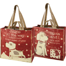 Load image into Gallery viewer, Christmas Dog Shopping Tote Bag, Jingle All The Way Nobody Likes A Half-Assed Jingler Dog Print Tote Bag