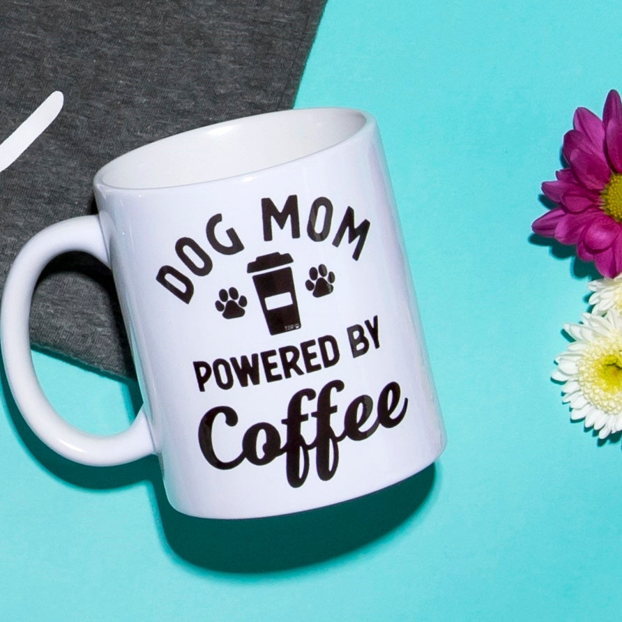 Cute Dog Coffee Mugs, Dog Themed Mugs, Dog Mom Powered By Coffee Mug