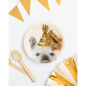 Dog Birthday Plates Featuring A Bulldog Face