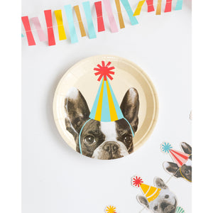 Dog Party Plates Featuring A Frenchie Face