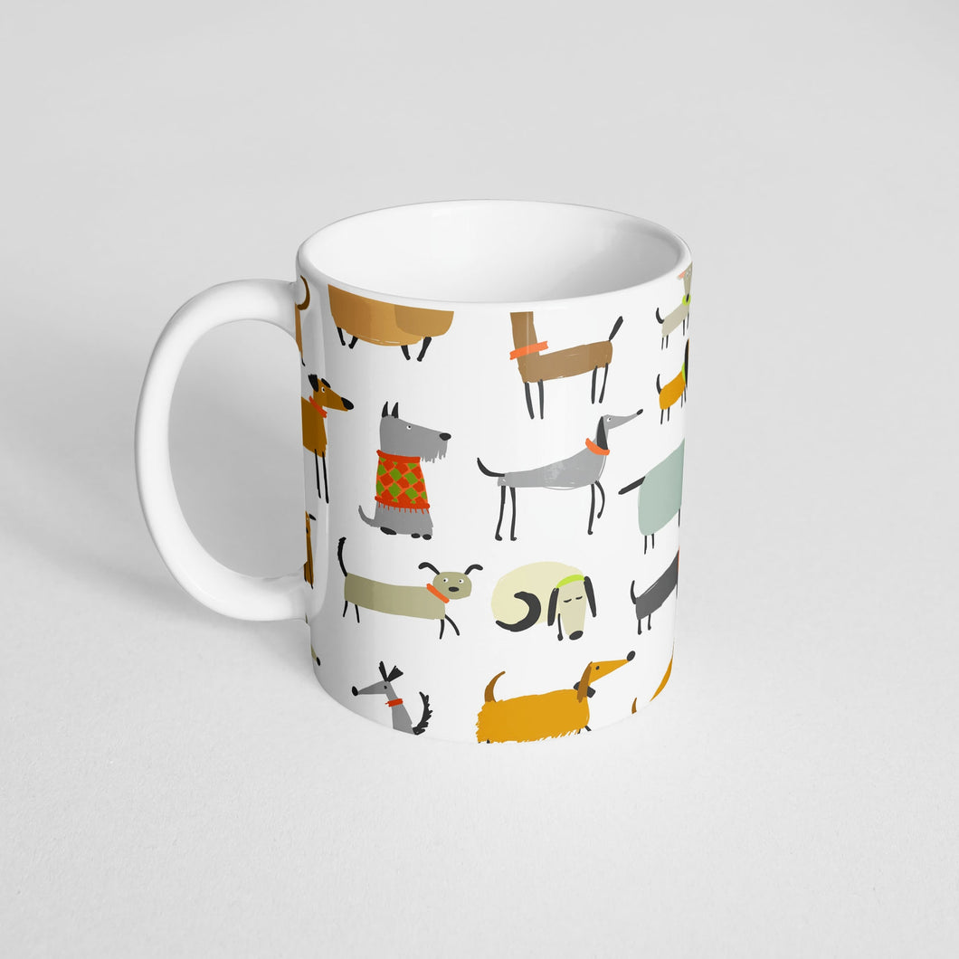 Dog Person Gifts, Dog Print Coffee Mug With A Print Of Different Dog Species