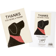 Load image into Gallery viewer, Dog Thank You Cards Featuring The Words &quot;Thanks For Being A Friend&quot;