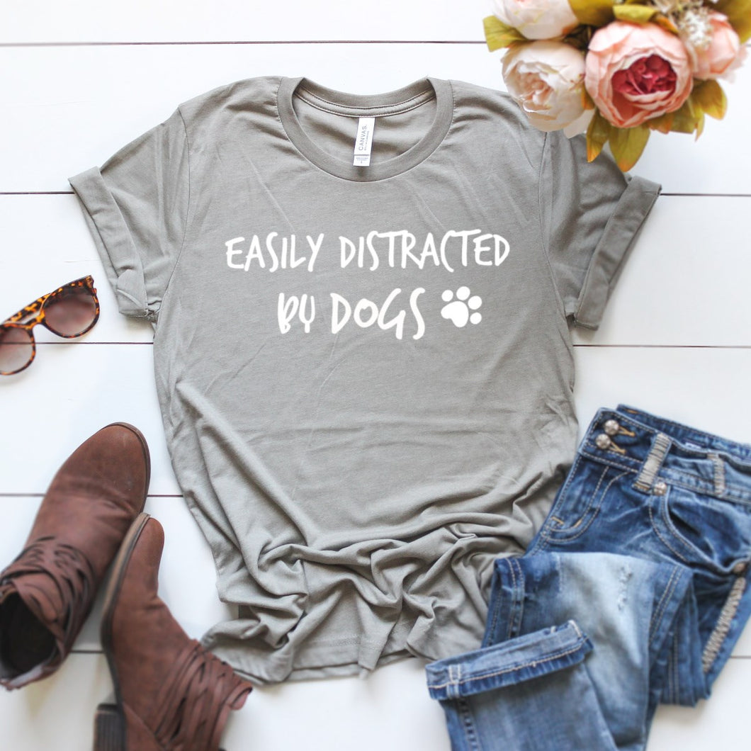 Funny Dog Lady Shirts, Easily Distracted By Dogs Dog Lover T-Shirt