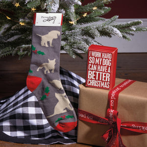Christmas gifts For Dog People, I Work Hard So My Dog Can Have A Better Christmas DogSocks And Sign Set
