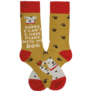 Funny Gifts For Dog Lovers, Sorry I Can't I Have Plans With My Dog Socks 