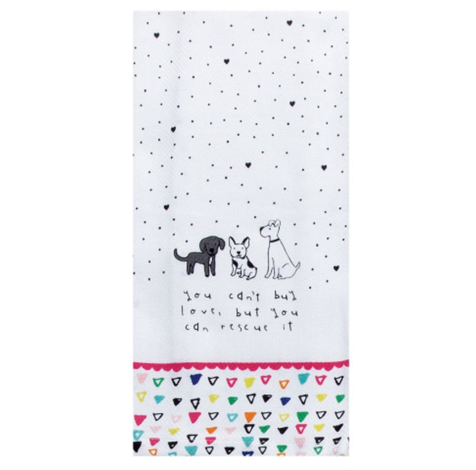 Dog Themed Gifts, You Can't Buy Love But You Can Rescue It Dog Dish Towel