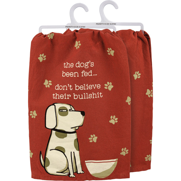 Dog Themed Kitchen Decor, Kitchen Towels With Dogs On Them, The Dog's Been Fed Don't Believe Their Bullshit Dish Towel