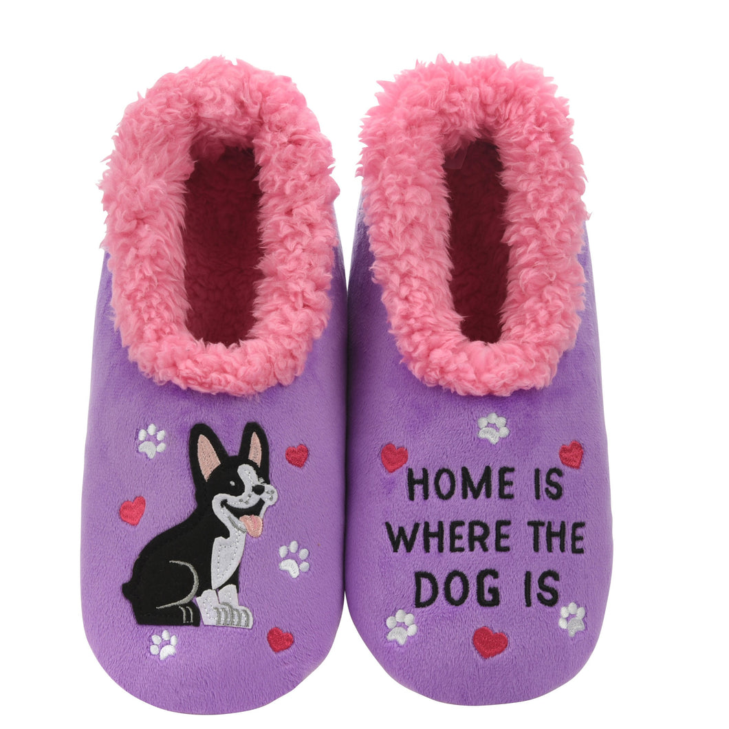 dog themed Slippers, Home Is Where The Dog Is Slippers, Dog Slippers For Women
