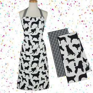 Black Dog Apron And Kitchen Towels Set