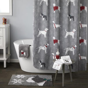 Dog Themed Christmas Decorations, Christmas Dog Shower Curtain