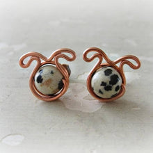 Load image into Gallery viewer, Dog Themed Jewelry, Dog Stud Earrings With Jasper Gem Stone