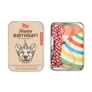 Dog Birthday Kit Featuring A Dog Treat Recipe Book Bone Shaped Cookie Cutter Banner Confetti And A Birthday Hat
