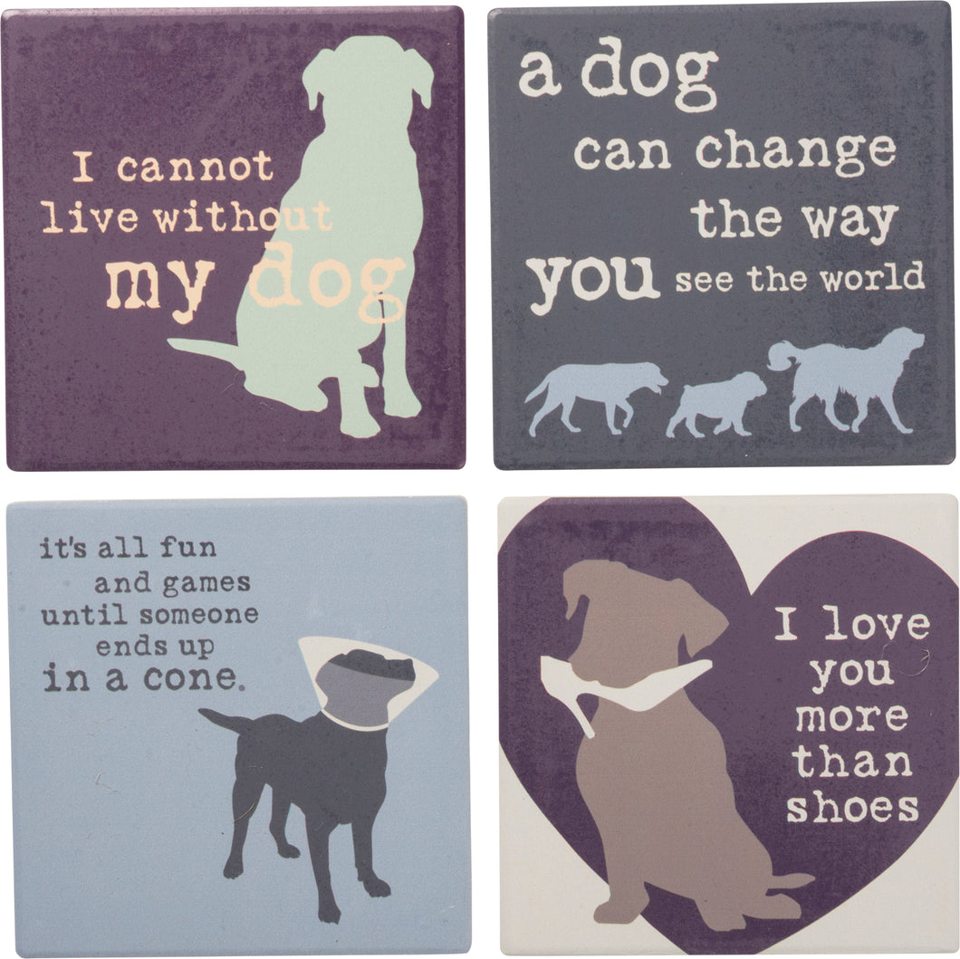 Dog Themed Home Decor, Dog Lover Coasters In A Set of 4