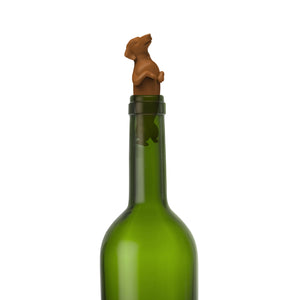 Dog Kitchen Decor, Cute Dog Wine Bottle Stopper Featuring a Gray Dog Figurine