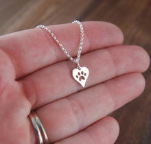 Load image into Gallery viewer, Dog Themed Jewelry, Paw Print Necklace With A Heart Shaped Pendant for Dog Lovers
