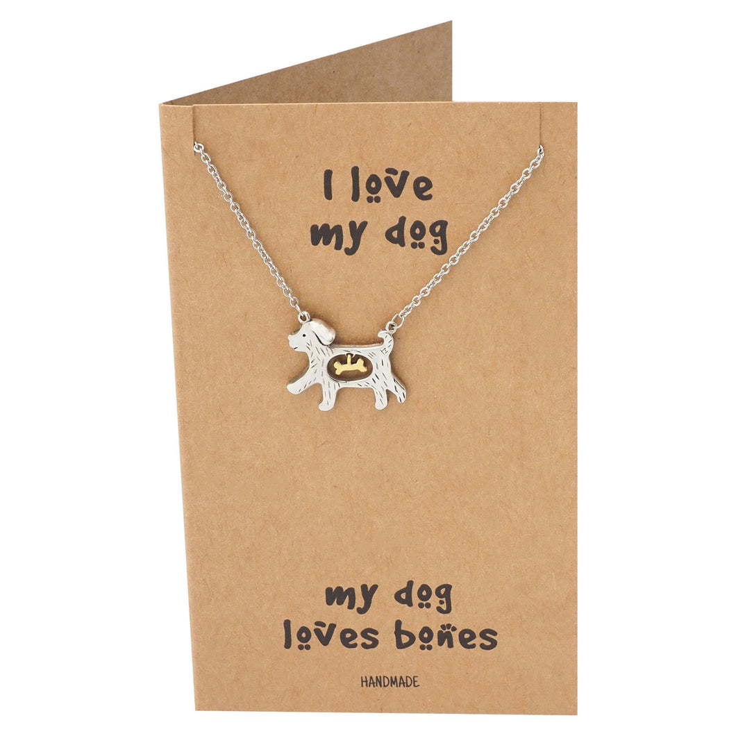 I Love My Dog Necklace With Gift Card