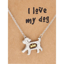 Load image into Gallery viewer, Dog Lover Necklace With A Gift Card Saying I Love My Dog My Dog Loves Bones