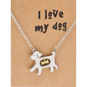 Dog Lover Necklace With A Gift Card Saying I Love My Dog My Dog Loves Bones