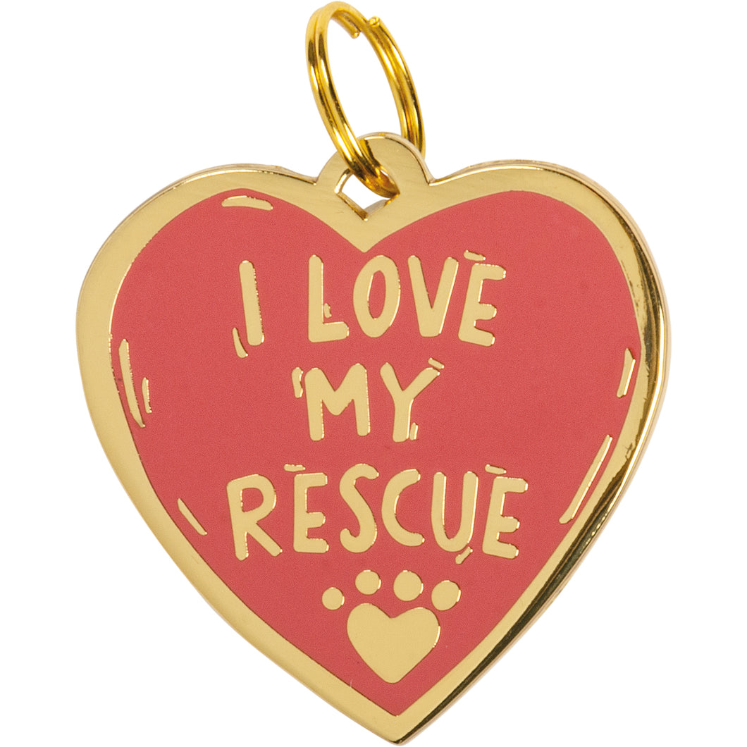 Dog Collar Charm, I Love My Rescue Pet Collar Charm