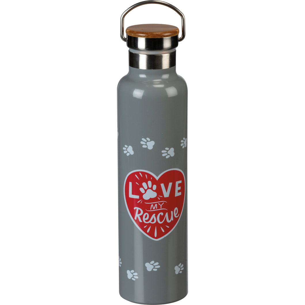 Pet Themed Reusable Insulated Water Bottle, Love My Rescue Insulated Water Bottle